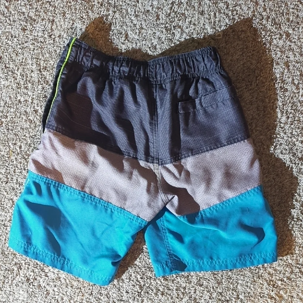 Blue and Gray Board Shorts with Drawstring